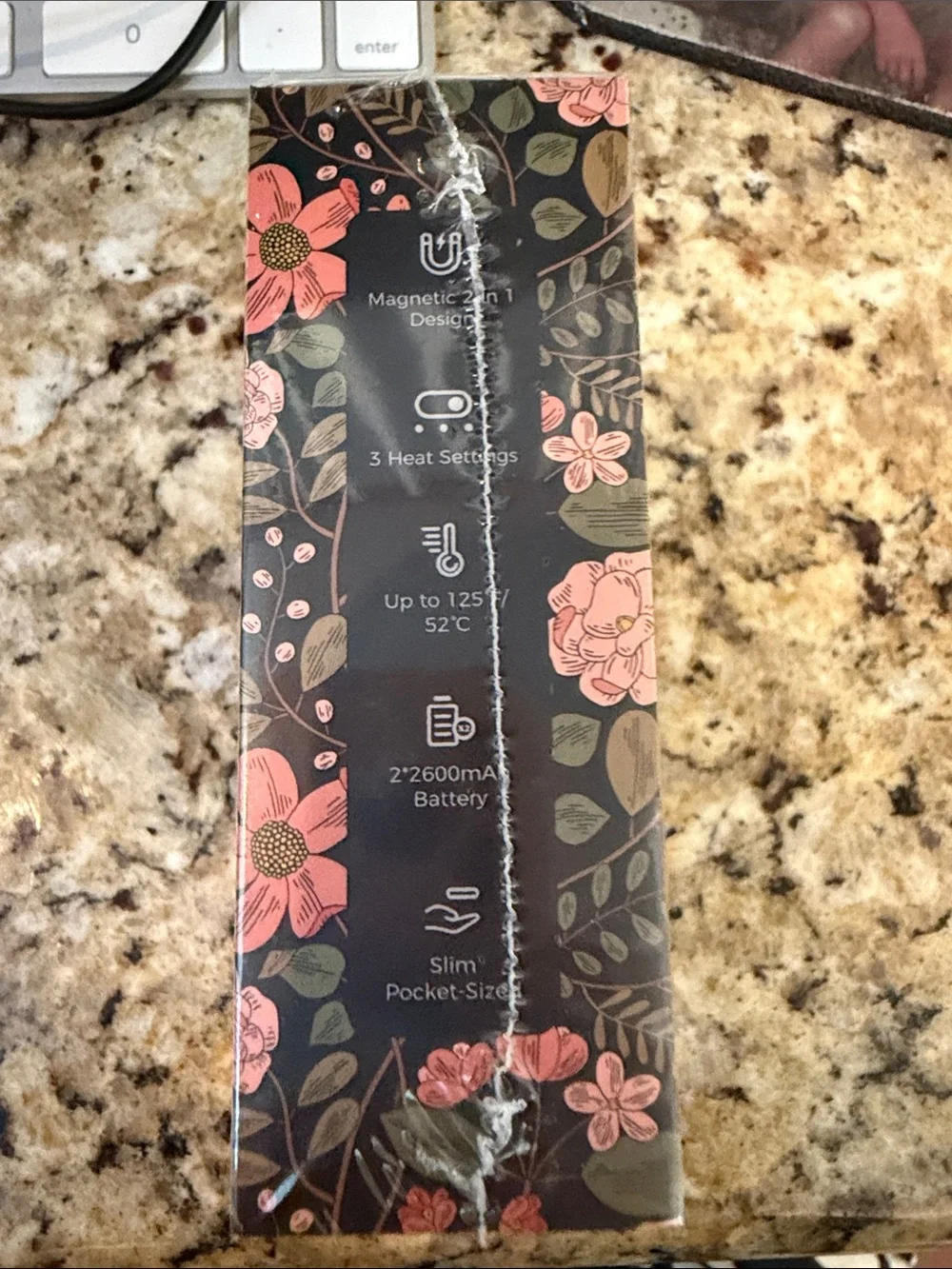 Floral Black Rechargeable Hand Warmers - City Garden